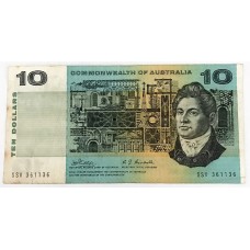 AUSTRALIA 1968 . TEN DOLLARS BANKNOTE . ERROR . INK TRANSFER